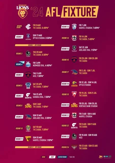 brisbane lions fixtures 2024